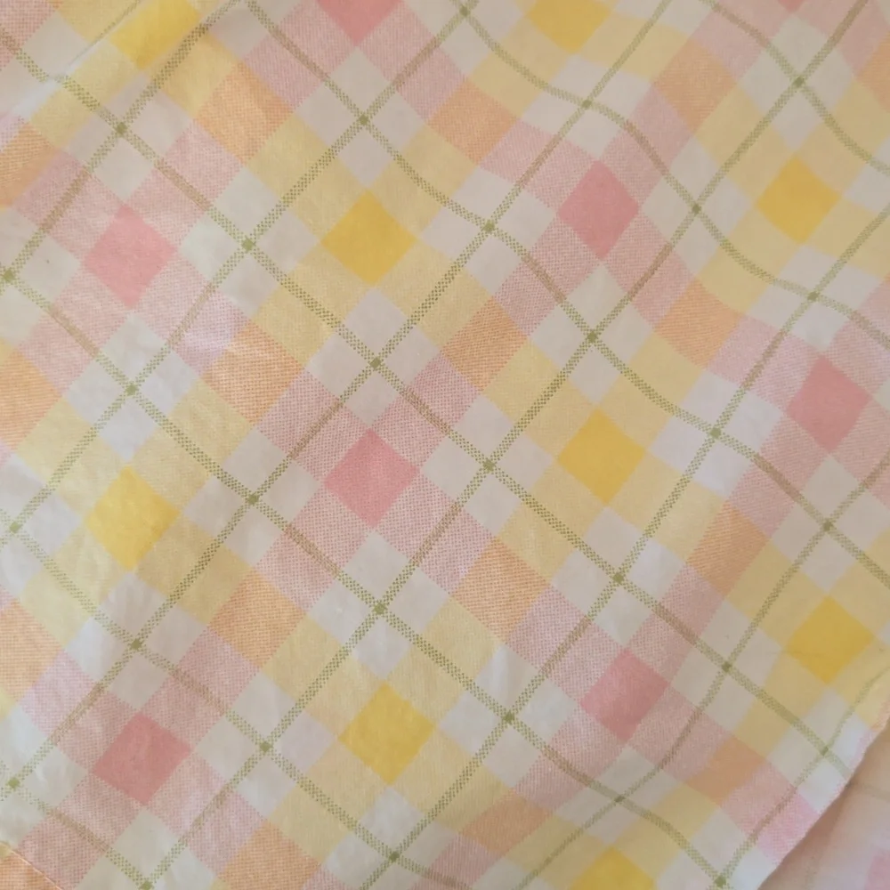Pottery Barn Kids twin size bed skirt / dust ruffle. Pink and yellow plaid. - Picture 3 of 3